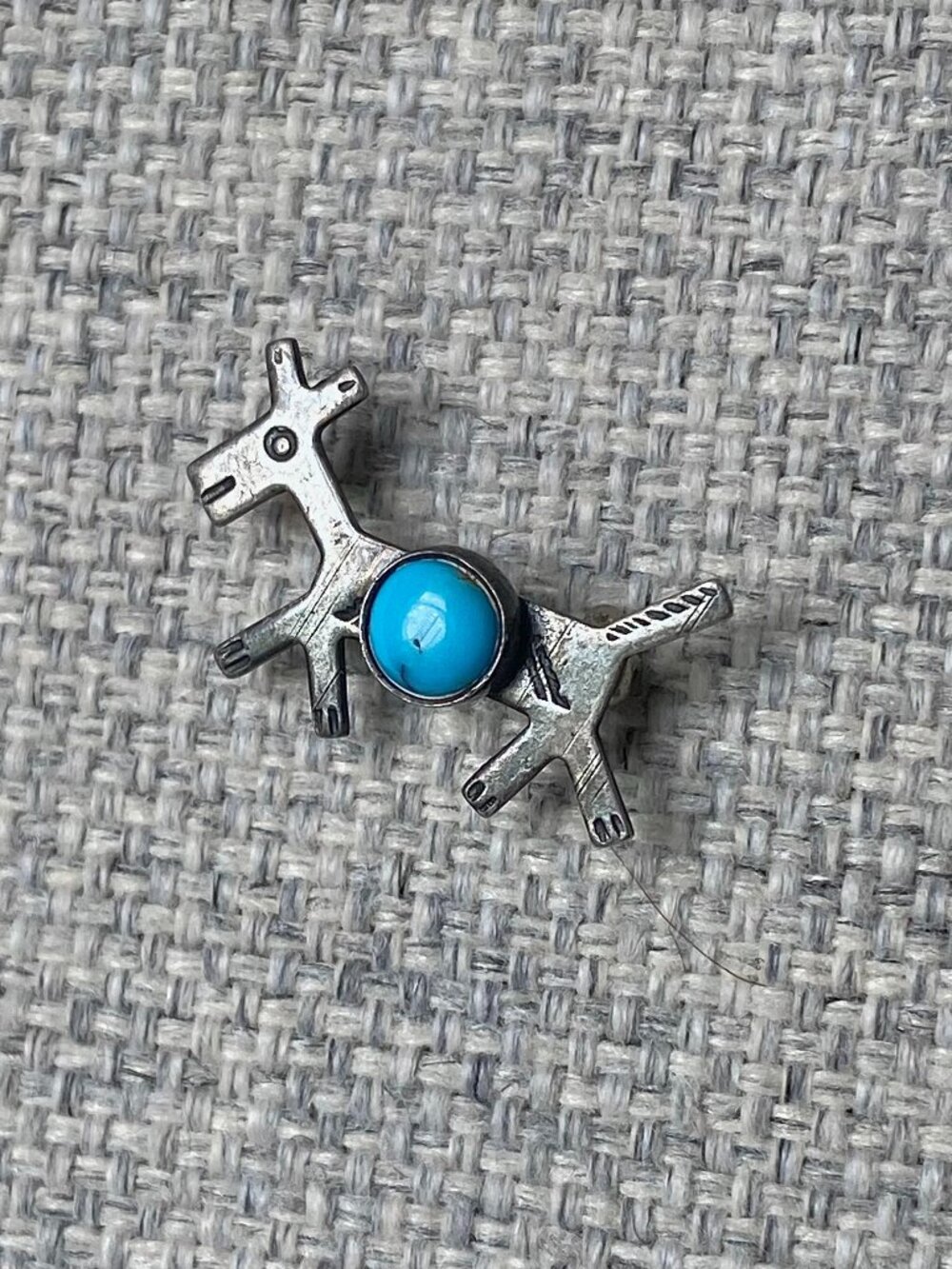 Vintage Fred Harvey Horse Pin with Turquoise - Sterling Silver - Navajo